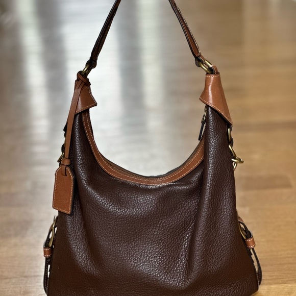 Ghurka Plaid Shoulder Bag. Brown and Tan with Gold Hardware. Luxury Leat… - Picture 7 of 11